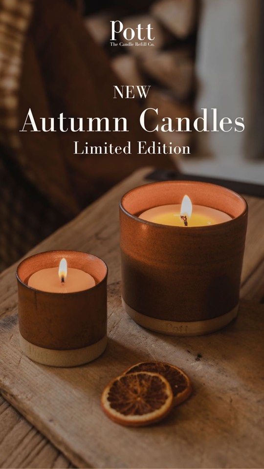 NEW Autumn Candles, two Potts